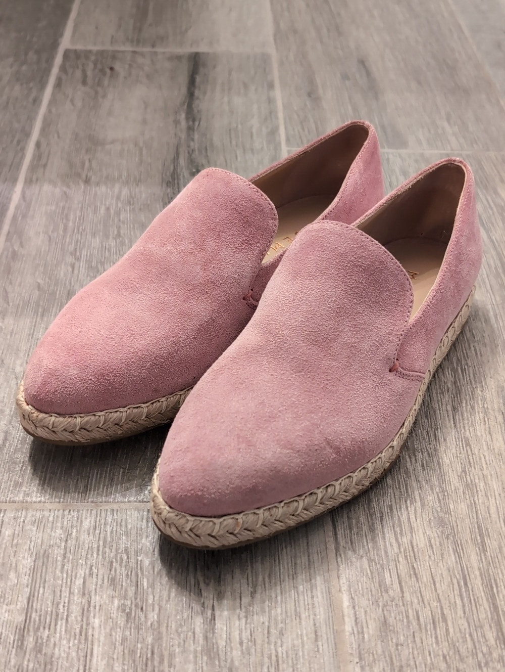M.GEMI Suede Slip-On Espadrille Loafers in Soft Pink
